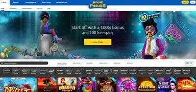 House of Pokies Casino home page