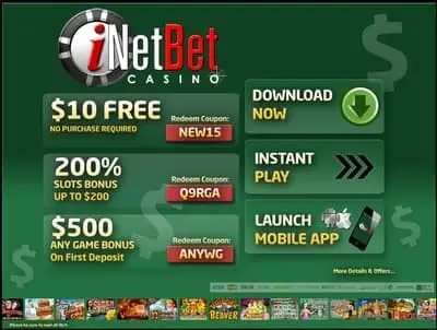 iNetBet Casino Landing Page