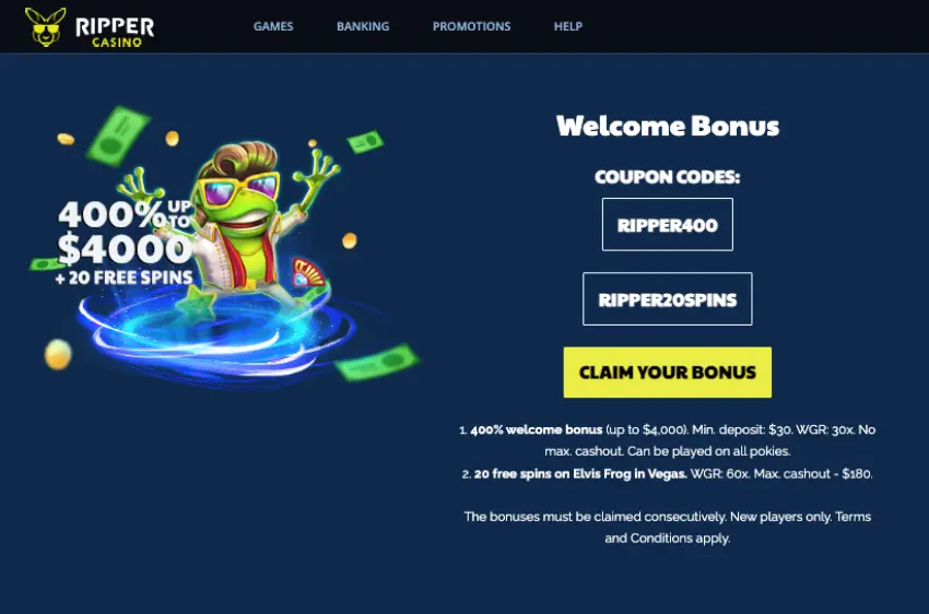 Ripper Casino welcome Bonus 