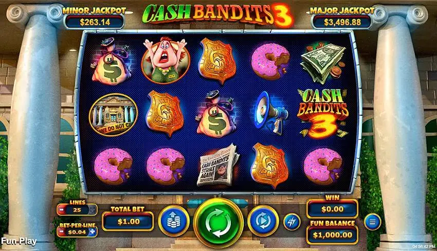 screenshot of cash bandit 3 pokie