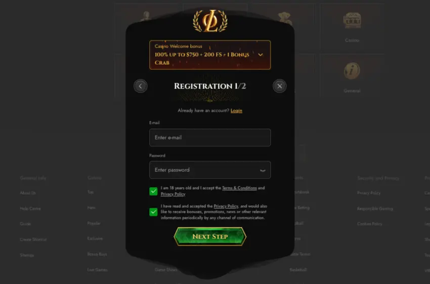 legiano casino login