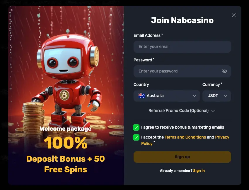 NAB Casino login