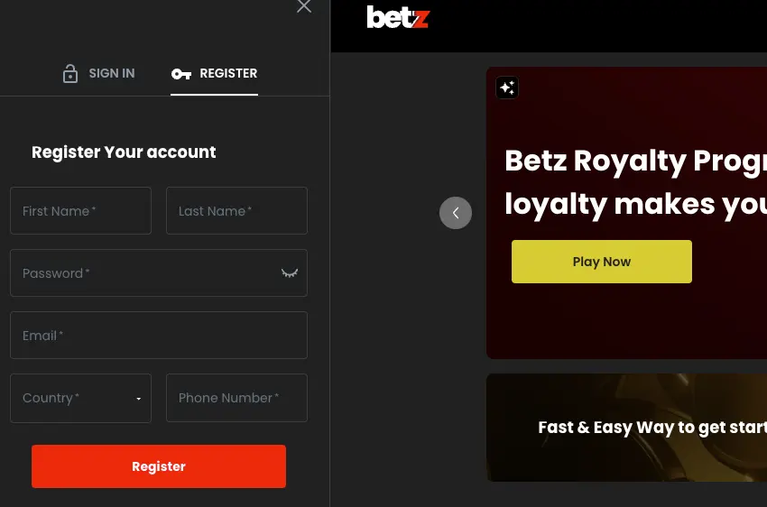 betz casino login