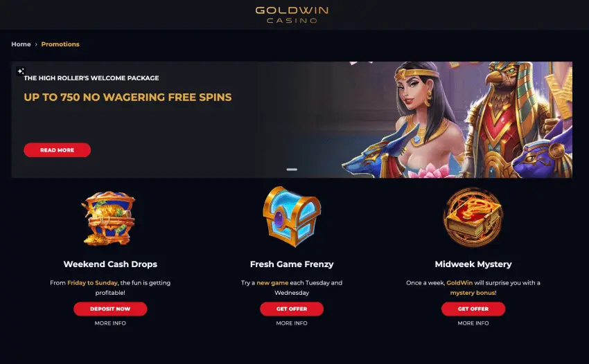 Goldwin Casino welcome bonus