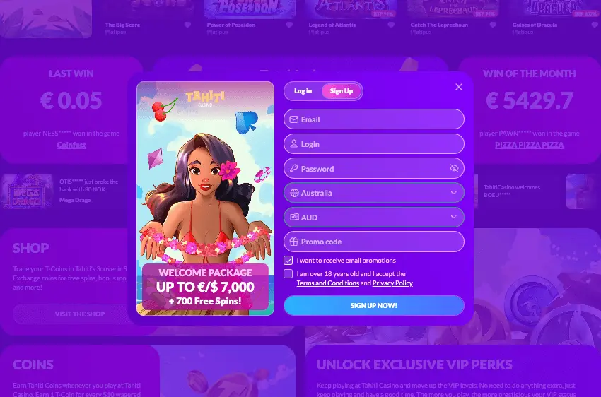 tahiti casino login