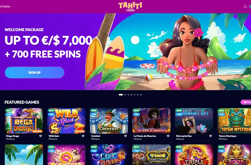 tahiti casino welcome package