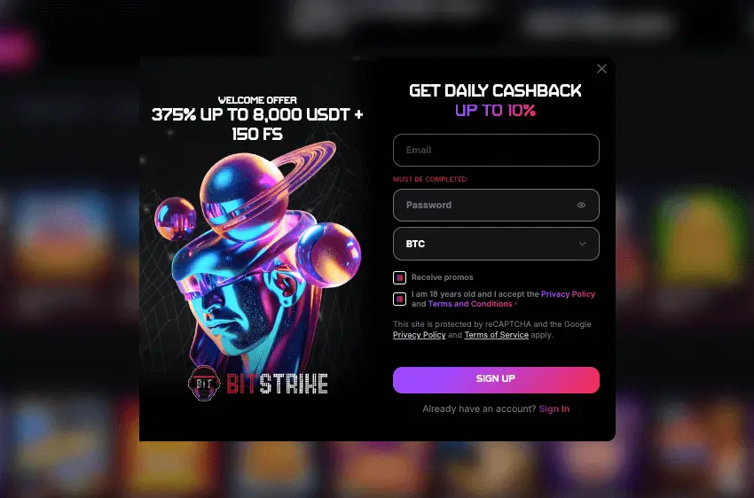 bitstrike casino login