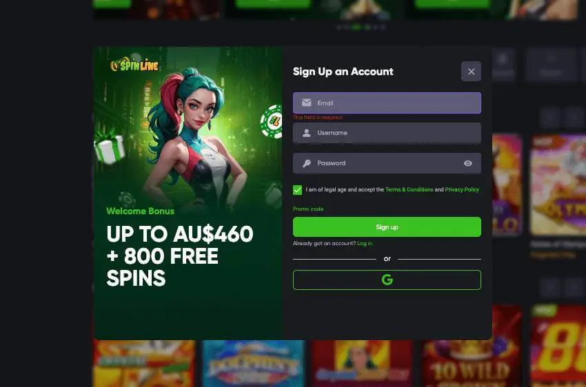 Spinline Casino login