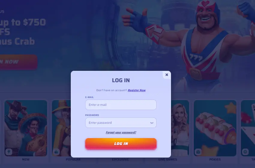 spinrollz casino login interface