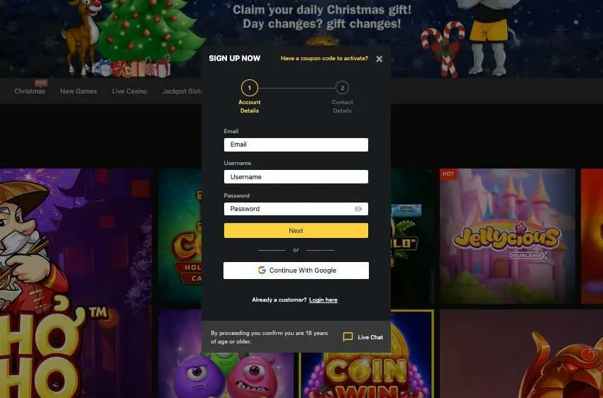 betobet casino login window