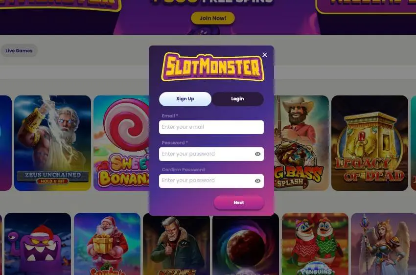 Slot Monster Casino login