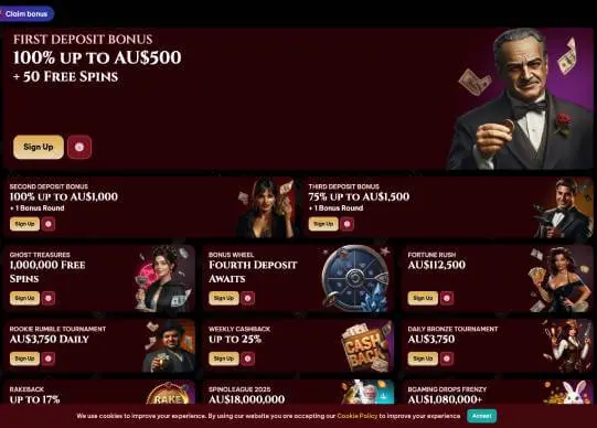 Spinogambino Casino promotions screenshot