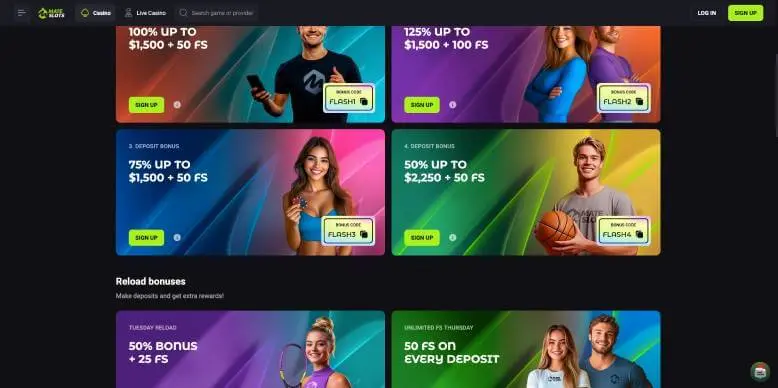 Mateslots Casino promotions screenshot