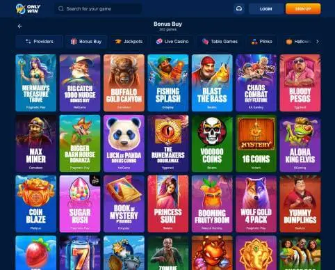 OnlyWin Casino bonus buy games screenshot