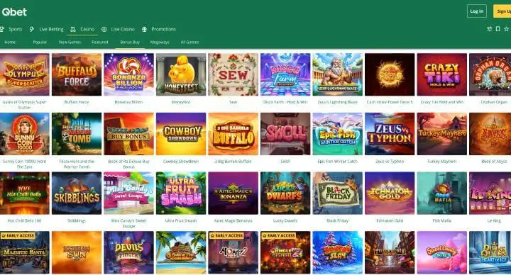 Qbet Casino bonus buy screenshot