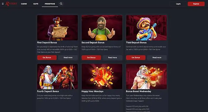 Riviera Casino promotions screenshot