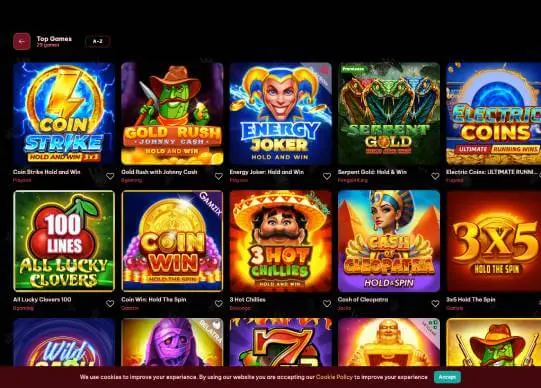 Spinogambino Casino online slots screenshot