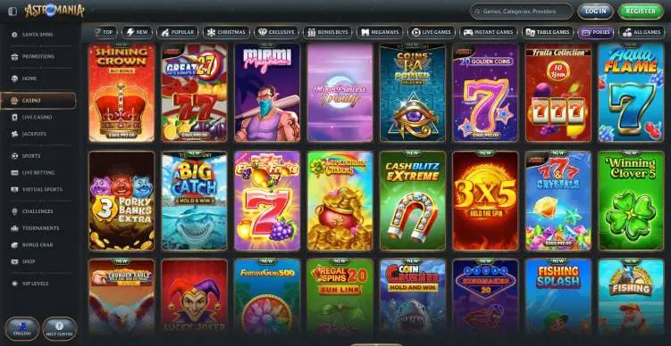 Astromania Casino online slots screenshot