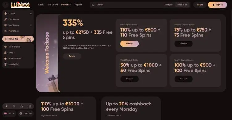 Ludios Casino promotions screenshot