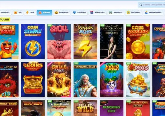 OnlySpins Casino popular games screenshot