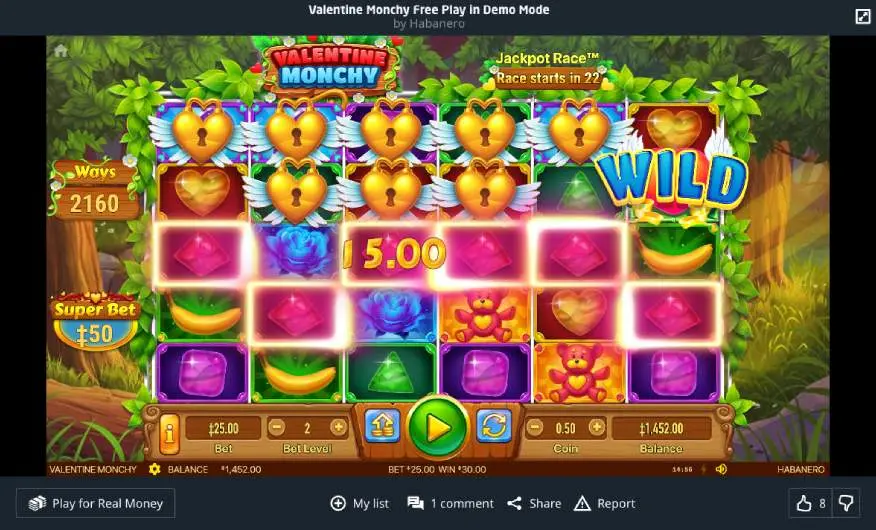 Valentine Monchy Slot Symbols Wild Win